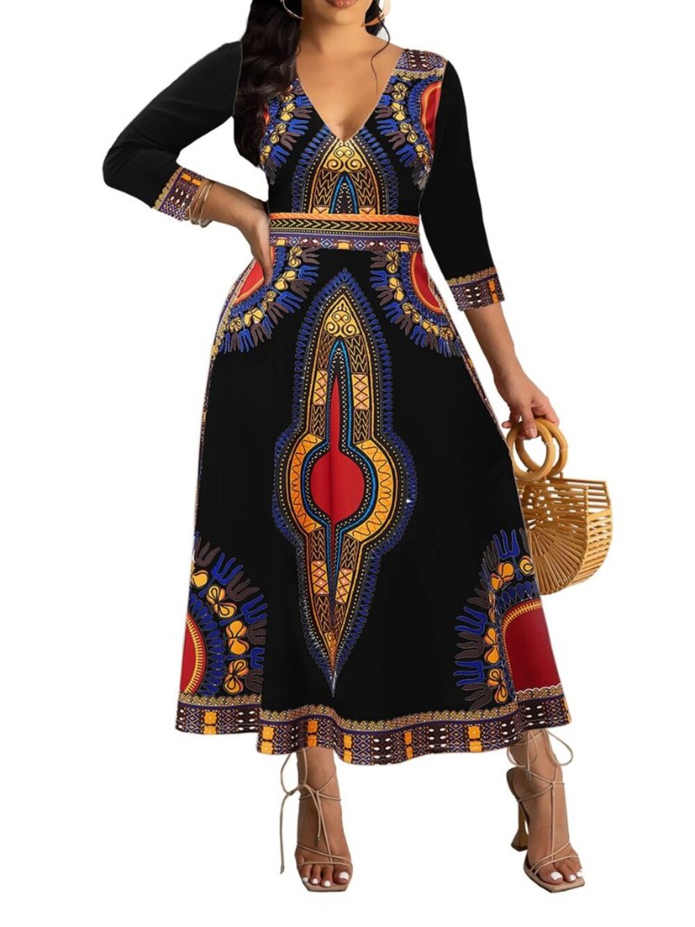 African Print Dress for Women Maxi Cocktail Bohemian Vintage Party Dresses